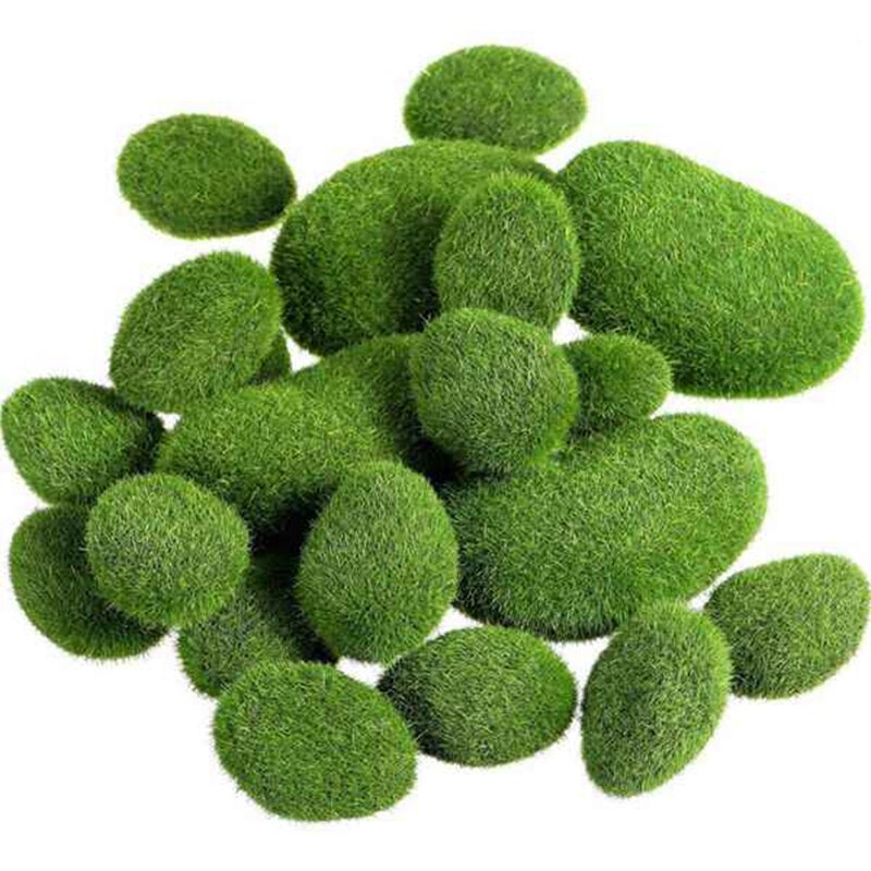 40 Stuks 2 Maten Kunstmatige Moss Rocks Decoratieve Faux Groen Mos Bedekt Stenen: Default Title