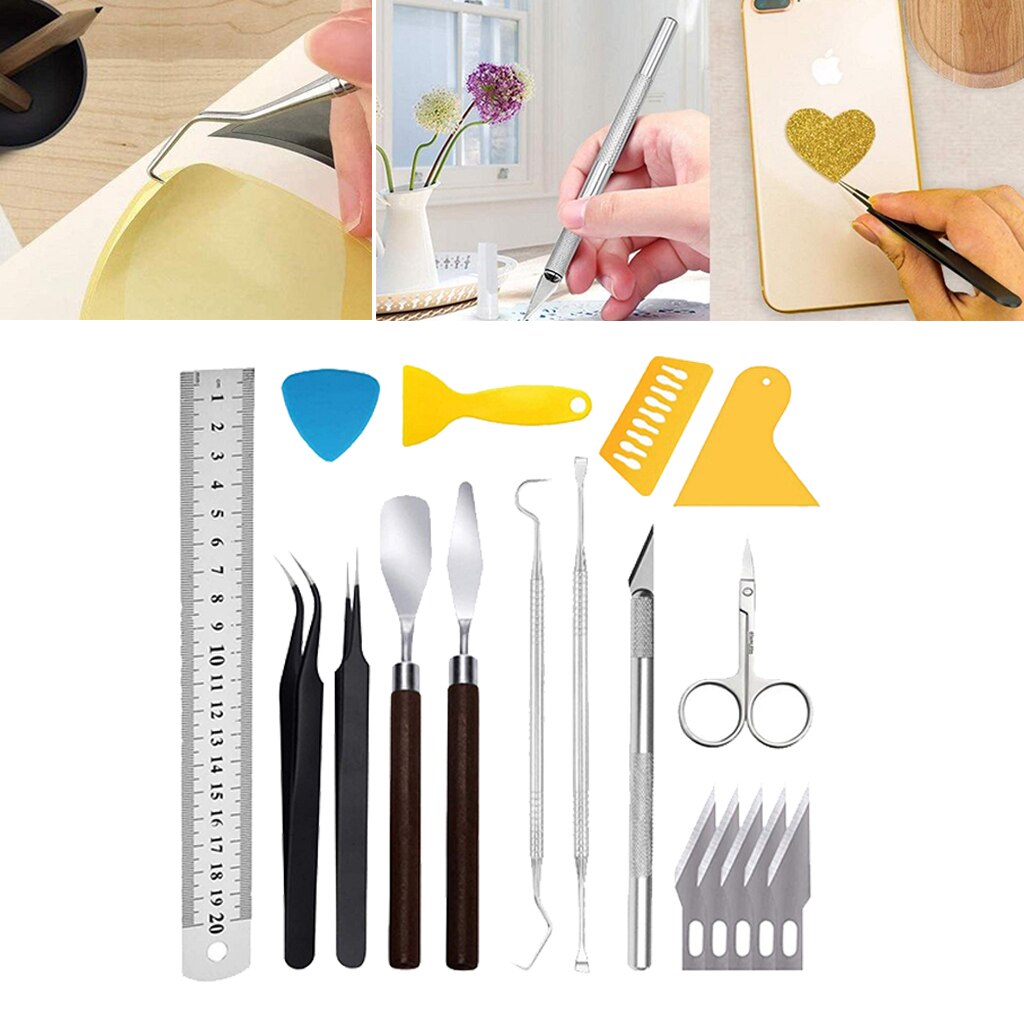 18Pcs Craft Vinyl Weeding Tools Basic Vinyl Tool Set for Cricut Cameos Lettering