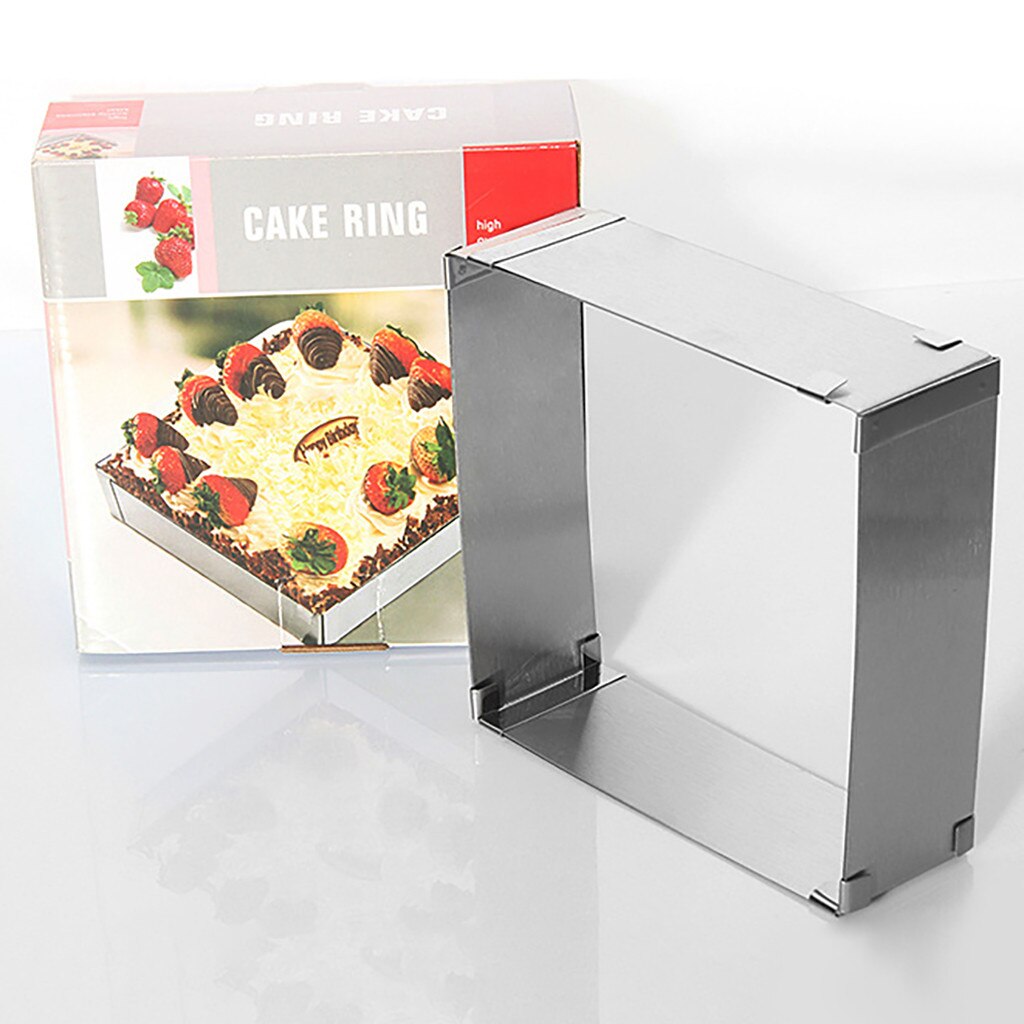 Molde para pastel cuadrado de acero inoxidable, anillo ajustable para Mousse, molde para hornear, repostería, accesorios para postres, herramienta de decoración de pasteles #42: Default Title
