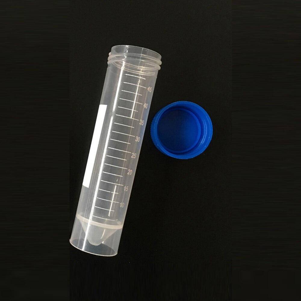 Tubo de ensayo de centrífuga de fondo plano con tapón de rosca de plástico, 10 Uds., 50ml, tubos centrífugos de pie libre, accesorios de laboratorio