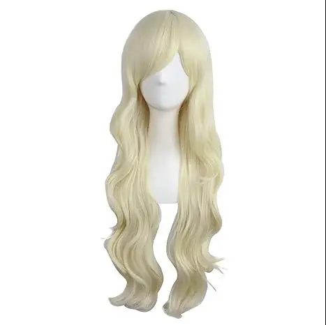 Perruque synthétique longue postiche rose blond noir bleu fête cheveux Cosplay perruques pour les femmes: Bleu