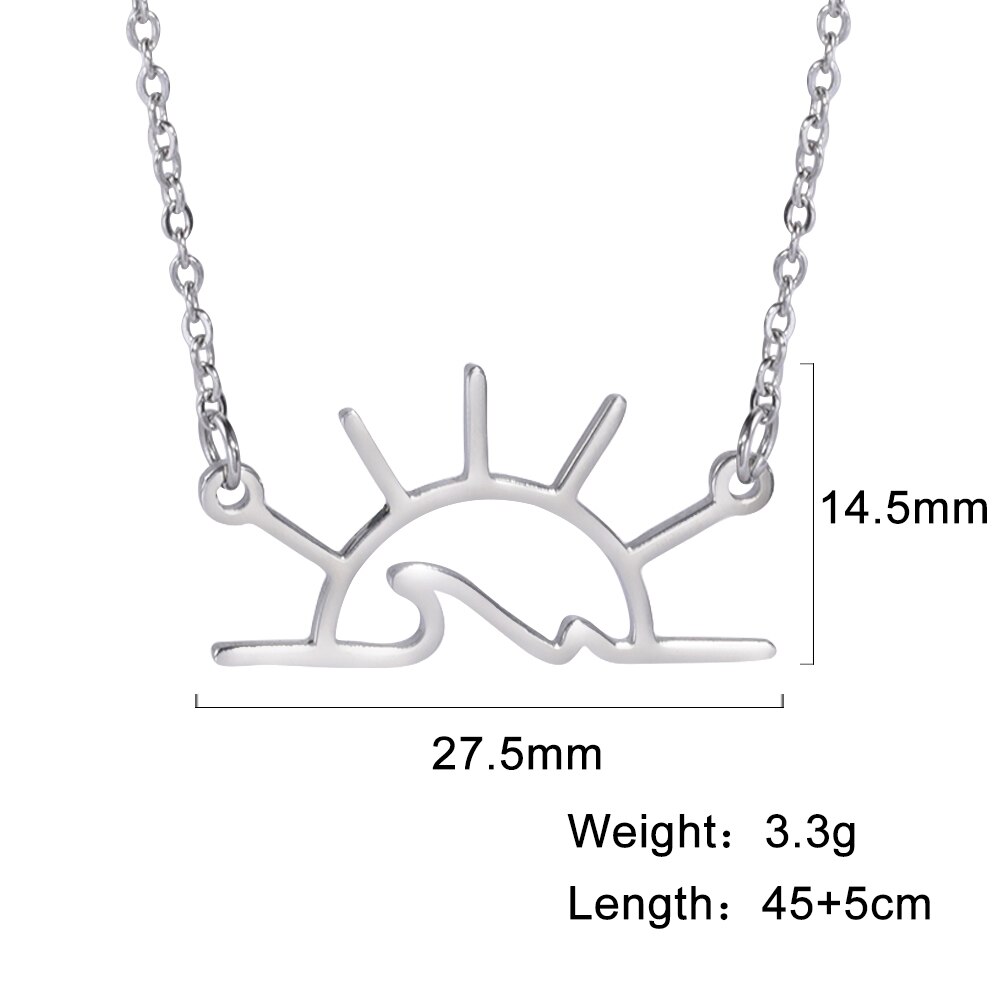 Cazador modisch Sonnenuntergang Ozean Welle Anhänger Halsketten Sunshaine Edelstahl Kette Halskette Für Frauen Schmuck Zubehör: Ursprünglich Titel
