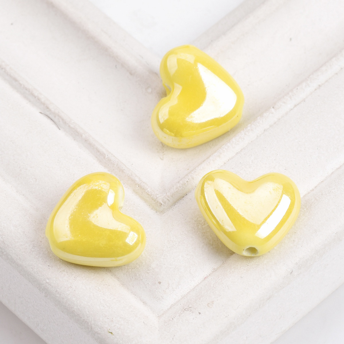 10 Uds. De cuentas sueltas de porcelana de cerámica esmaltada brillante hechas a mano con forma de corazón de 15x13mm para fabricación de joyería, accesorios para manualidades DIY: Morado