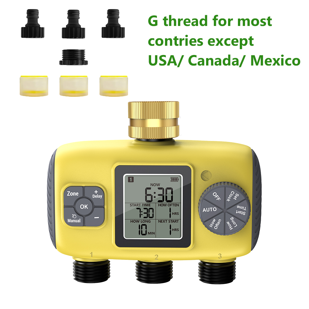 Insoma temporizador automático de água com 3 saídas, sistema de irrigação de jardim, controle independente, ferramentas programadoras de aspersão: Vermelho