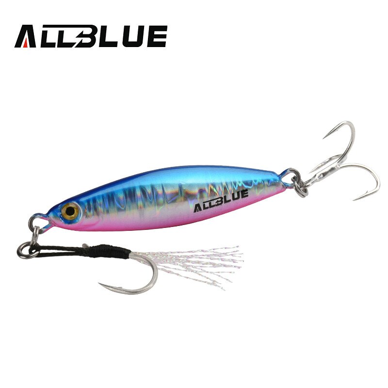 ALLBLUE-Plantilla de Metal de fundición de husillo, 20G, 30G, 40G, lanzar orilla, Jigging, cuchara, señuelo para pesca de lubina, cebo Artificial, aparejos giratorios: 30g / Color F
