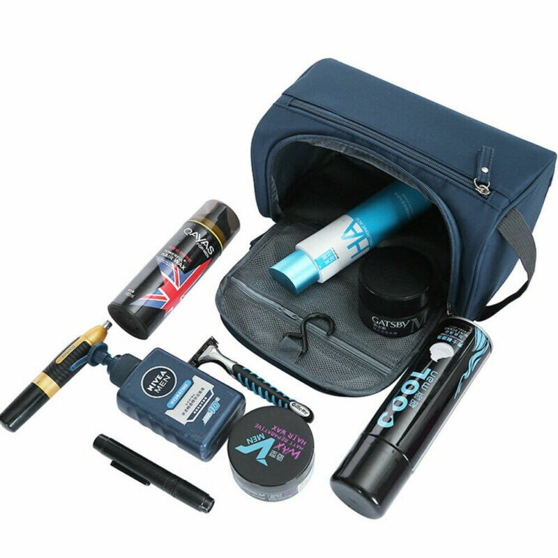 Neceser de viaje impermeable para hombre, organizador de aseo, estuche de cosméticos de afeitado