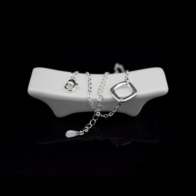 Neue 925 Sterling Silber Kette Fußkettchen Quadrat Anhänger Einfache Fuß Kette Frauen & Mädchen Schmuck Fußkettchen Armbinde