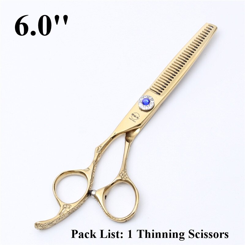 A8002 6.0 '' lefty 440c aqiabi guld klippesaks tyndere saks frisør saks hår saks klipning sæt: A8002 jin  t 6n