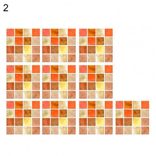 10Pcs 3D Mosaic Tile Stickers Strong Stickness Easy Clean Removable Square Wall Decal DIY 3D Waterproof Self-adhesive Tile Decal: 2