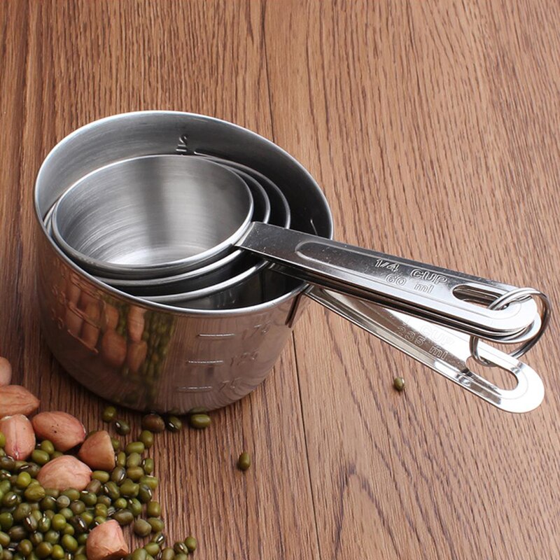 High Stainless Steel 4Pcs Measuring Spoon set Baking Tools Measuring Cup with Scale For Baking
