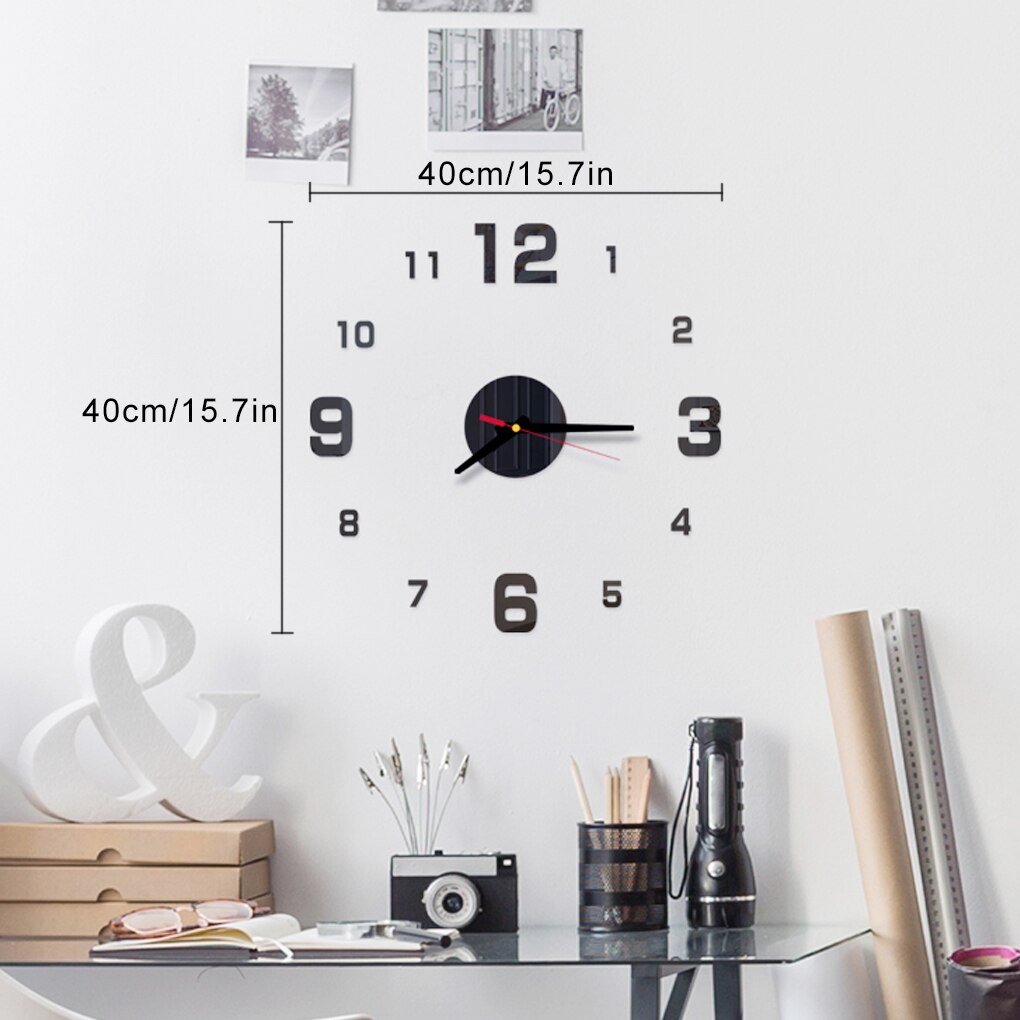 Horloge murale 3D auto-adhésive, miroir autocollant, décoration de salon, de maison, horloge décorative en acrylique, moderne , DIY bricolage