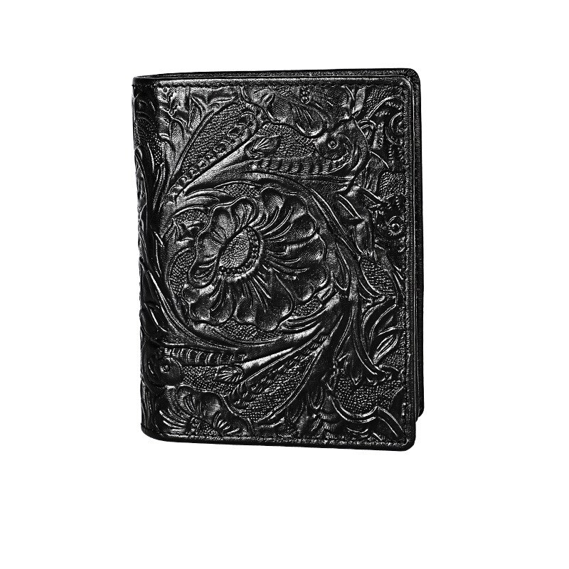 Chinese Dragon Wallet Vintage Genuine Leather Men's Short Wallets Unique Tiger Crocodile Flower Pattern Folding RFID Card Holder: 9