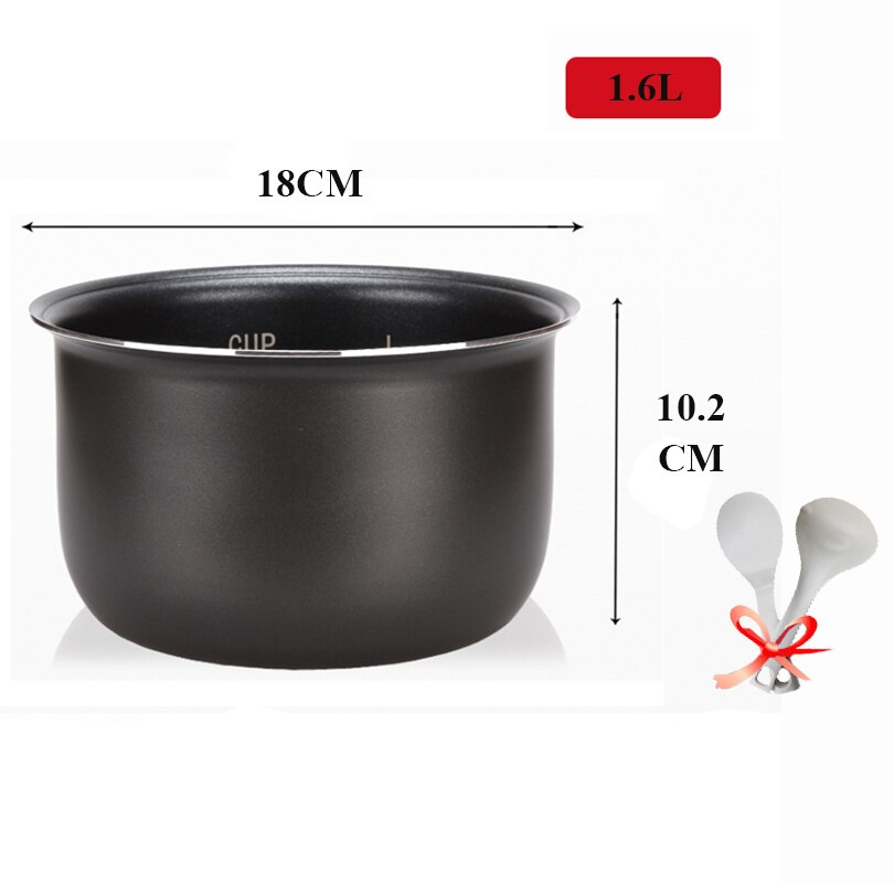 Elektrisk tryckkokare 1.6/3l/4l/5l/6l non-stick pot ris pot inre gall svart svart kristall inre tillbehör spis delar: 1.6l