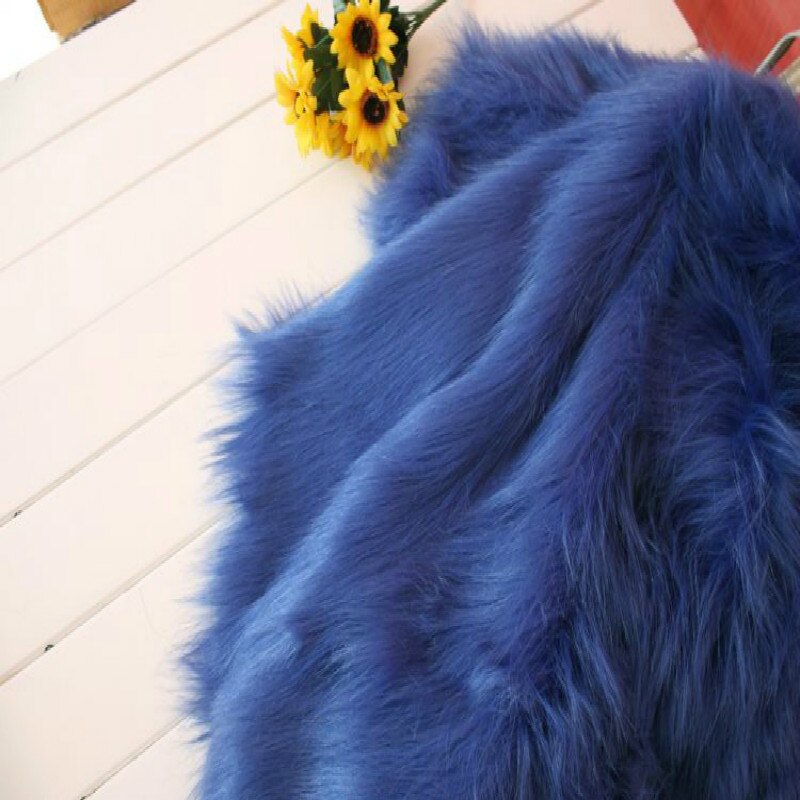 9Cm Royal Blue Pluche Fur Stof Voor Cosplay Teller Decoratie Display Achtergrond Doek Sieraden Pad Bont Stof 1Meter