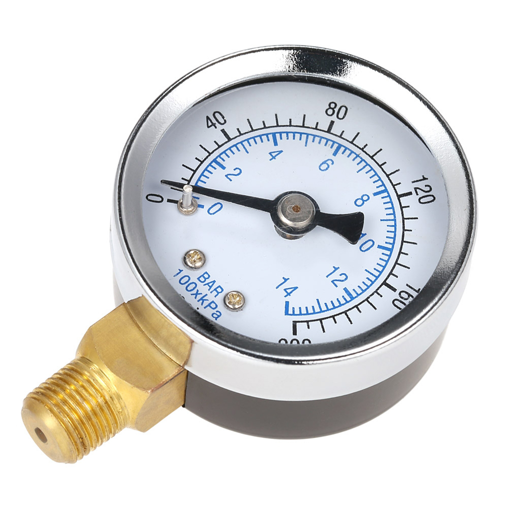 0-200psi 0-14bar Mini Pressure Gauge Dial Air Compressor Meter Hydraulics Pressure Tester Double Scale Measurer Side Mount