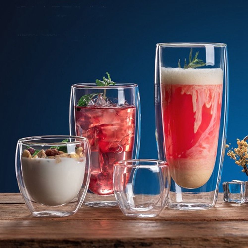 High Borosilicate Double Wall Glass Beer Espresso Coffee Cup Set Heat-resistant Handmade Tumbler Tea Whiskey Glass