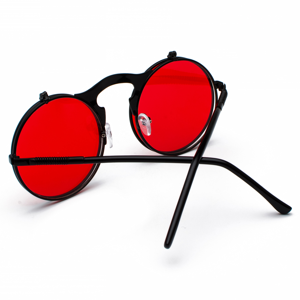 Peekaboo unisex retro steampunk sunglasses flip up green yellow red small round summer style unisex sun glasses men women