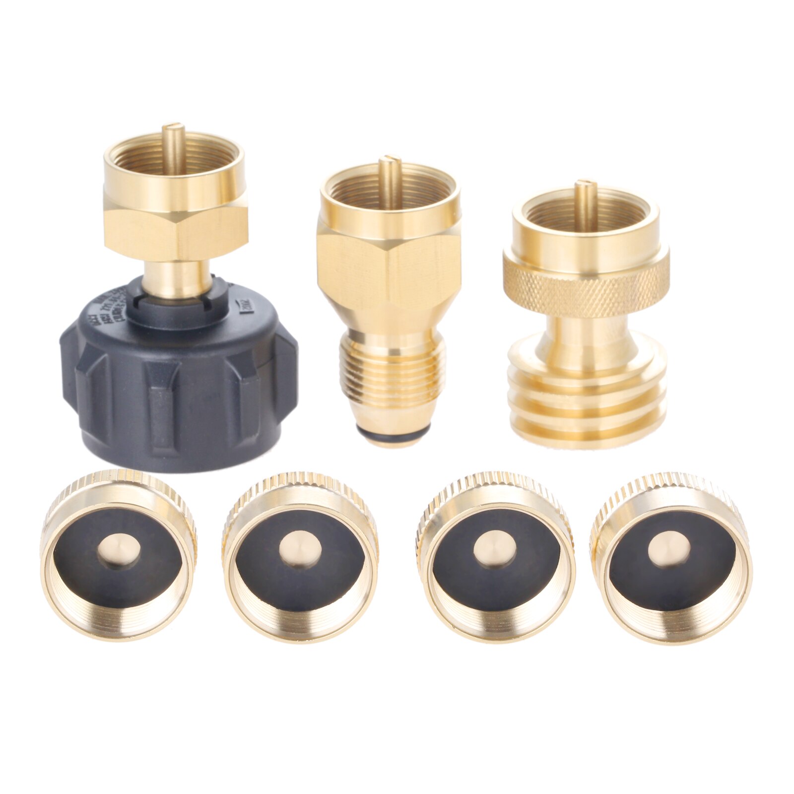 7Pcs/set Propane Refill Adapter &amp; Steak Saver Gas Grill Adapter for LP Gas Cylinder Canister Filler Coupler w/ Propane Tank Cap