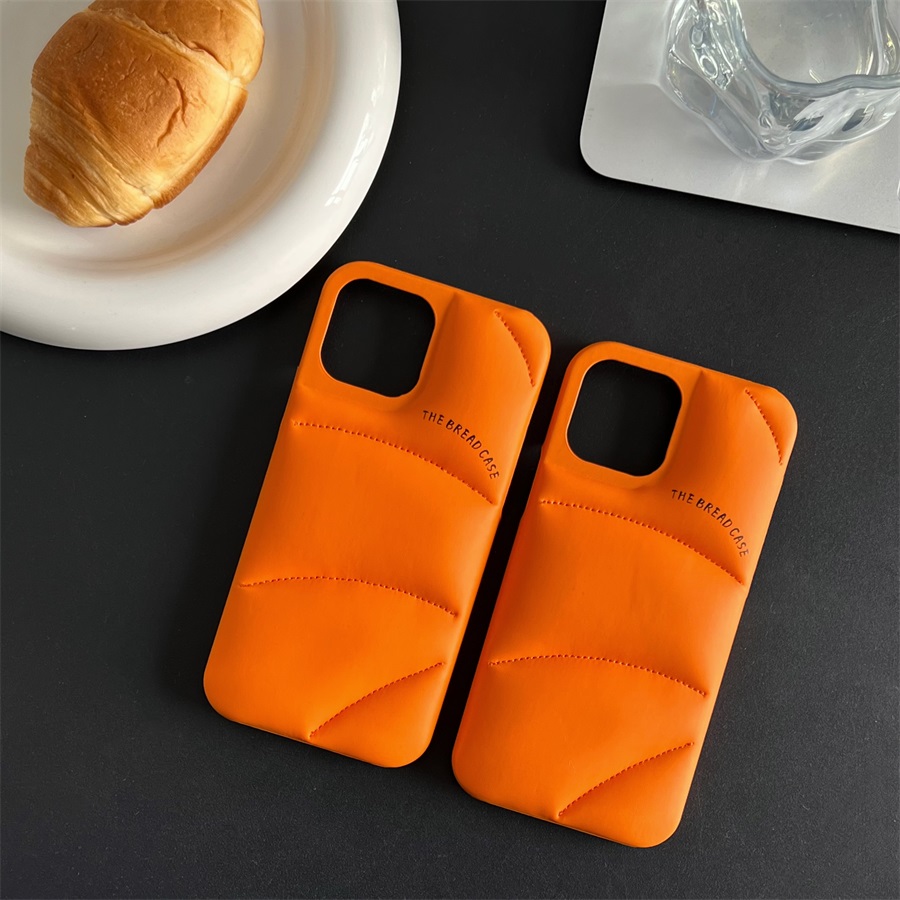 Funda The Bread para iPhone 15 14 13 12 Pro Max Plus, chaqueta acolchada, funda para teléfono a prueba de golpes, funda naranja