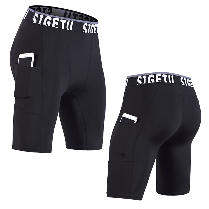 Hoge Elastische Gym Shorts Mannen Droge Fit Running Shorts Voetbal Telefoon Pocket Fitness Sport Shorts Workout Korte Leggings: 2 / M