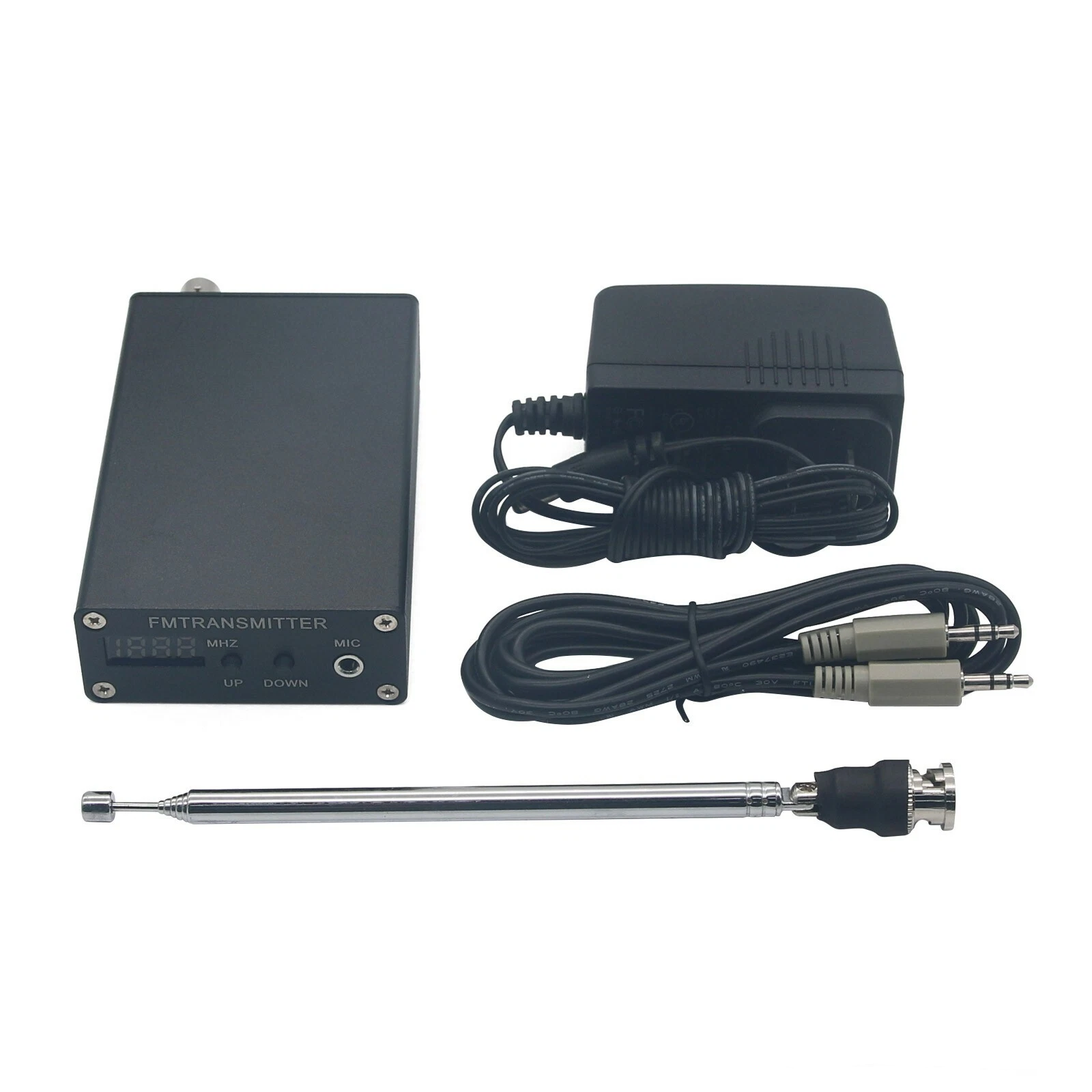 Mini Estação de Rádio FM, Stereo PLL, Transmissor MP3, Fonte de Alimentação e Antena, 5W, 87-109MHz