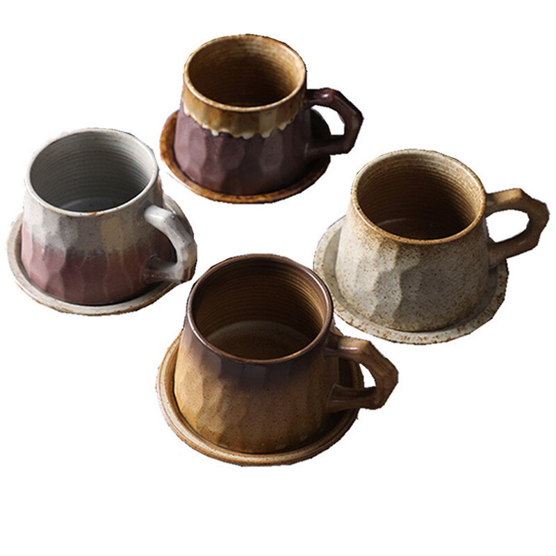 Porseleinen Kop En Schotel Set Keramische Kopje Thee Set Japanse Stijl Vintage Koffie Mok Porselein Koffiekoppen Turkse