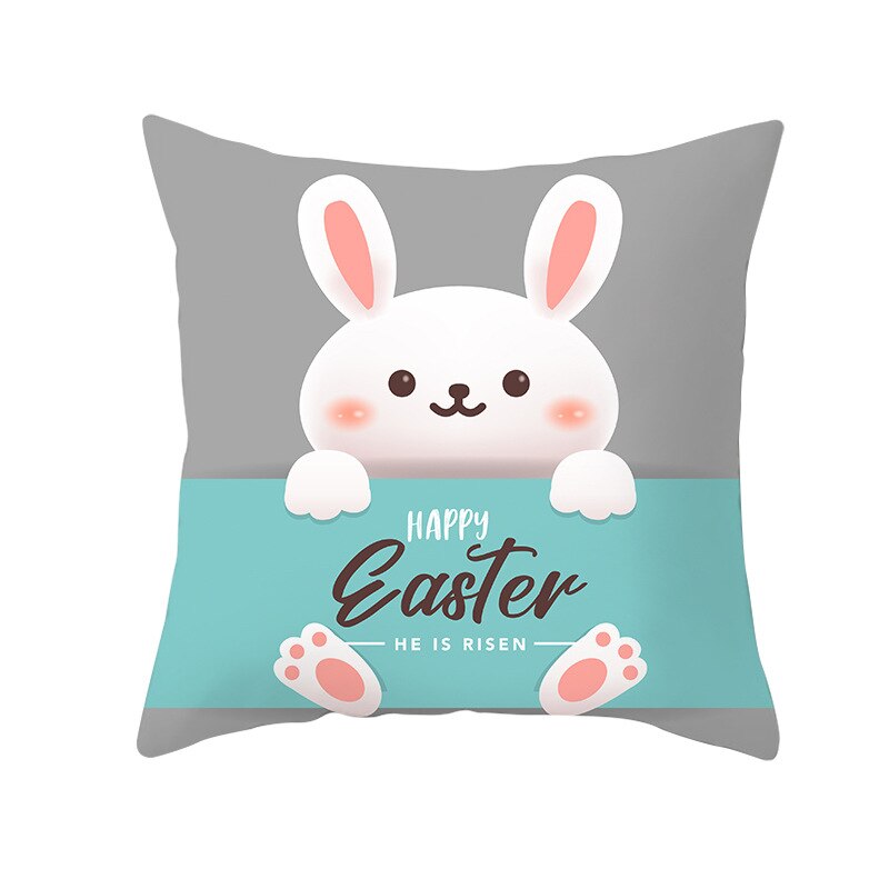 Kids Kussen Print Pasen Leuke Konijn Print Kussen 45*45Cm Case Polyester Sofa Auto Kussen Cover Home Decor funda Rechthoekige: 15