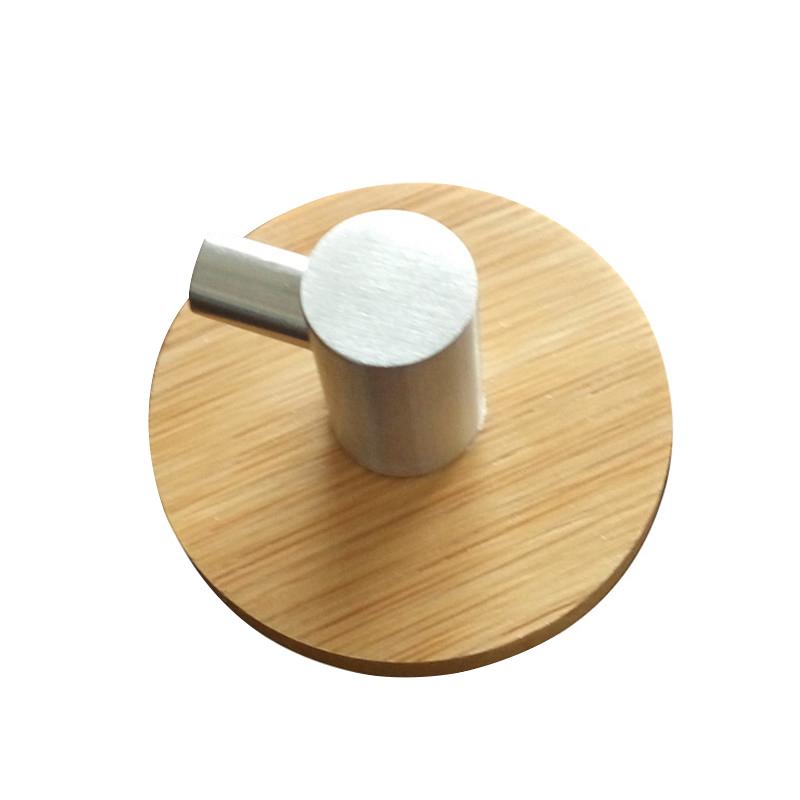 Ganchos adhesivos en forma de L de 4 PPC, perchas de pared de madera y acero inoxidable de bambú para ropa, toallero para el hogar y la cocina