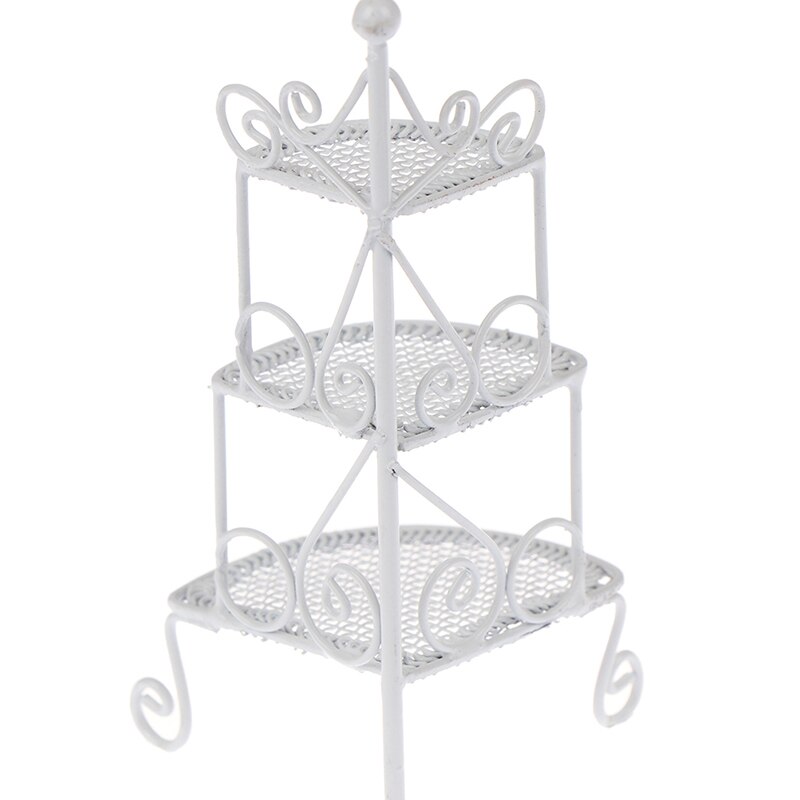 1/12 Art Miniatuur Metalen Mini Driehoek Bloem Stand Kids Speelgoed Meubels Wit Voor Kinderen Poppenhuizen Model Accessoires