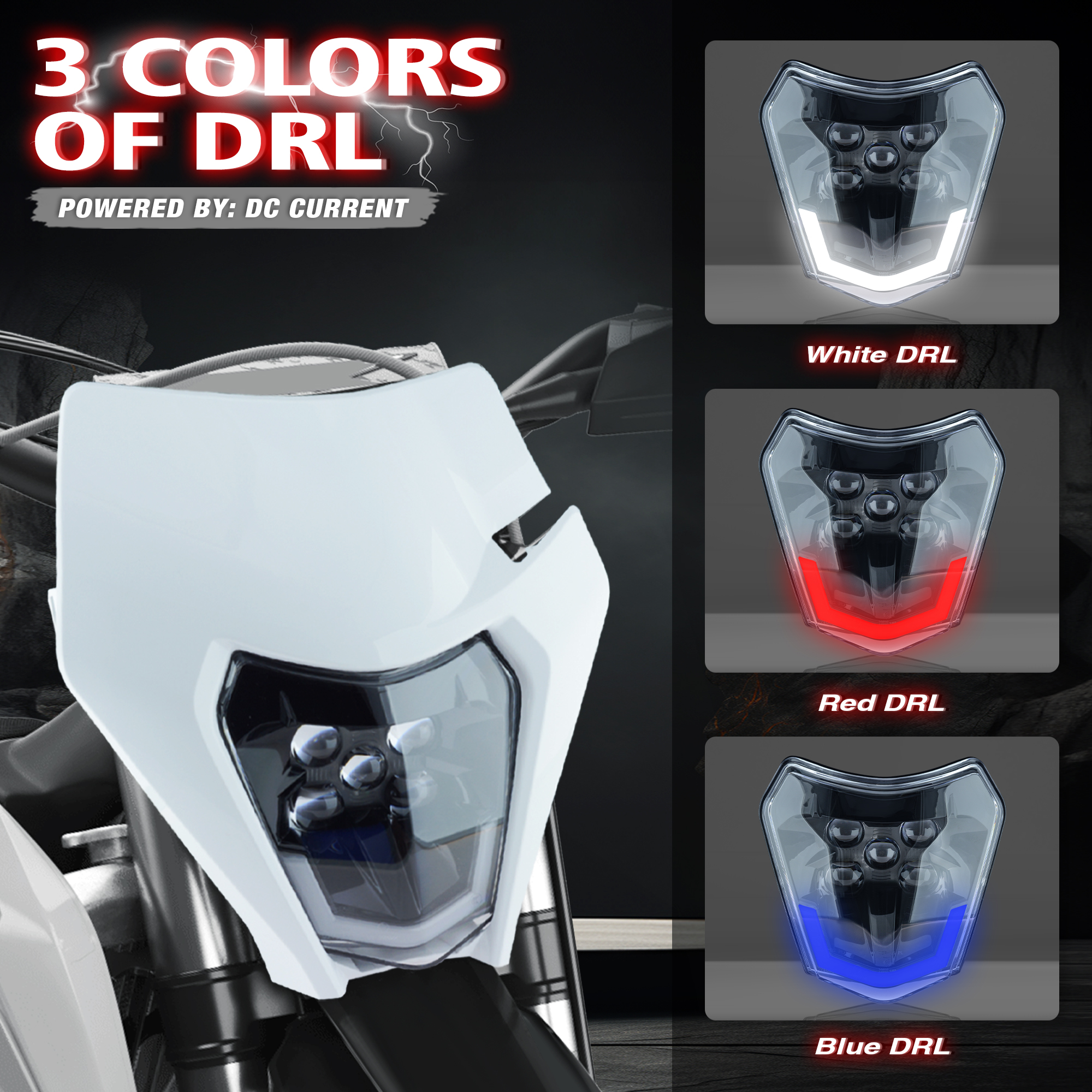 Powerzone faro LED para motocicleta para KTM EXC XC SX MX 125 250 300 450 supermoto faro Universal
