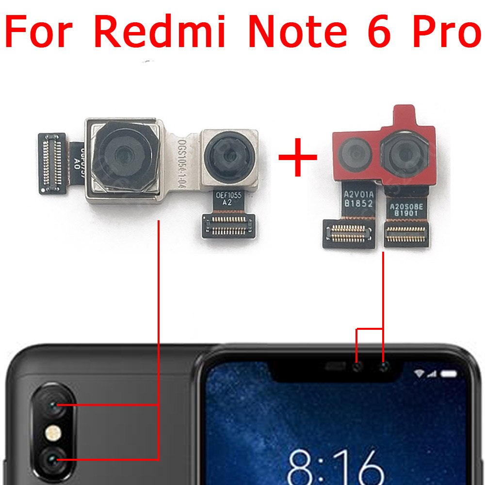 Original Front Back Camera For Xiaomi Redmi Note 7 6 Pro Rear Frontal Selfie Backside Camera Module Flex Replacement Spare Parts: Note6 Pro Back Front