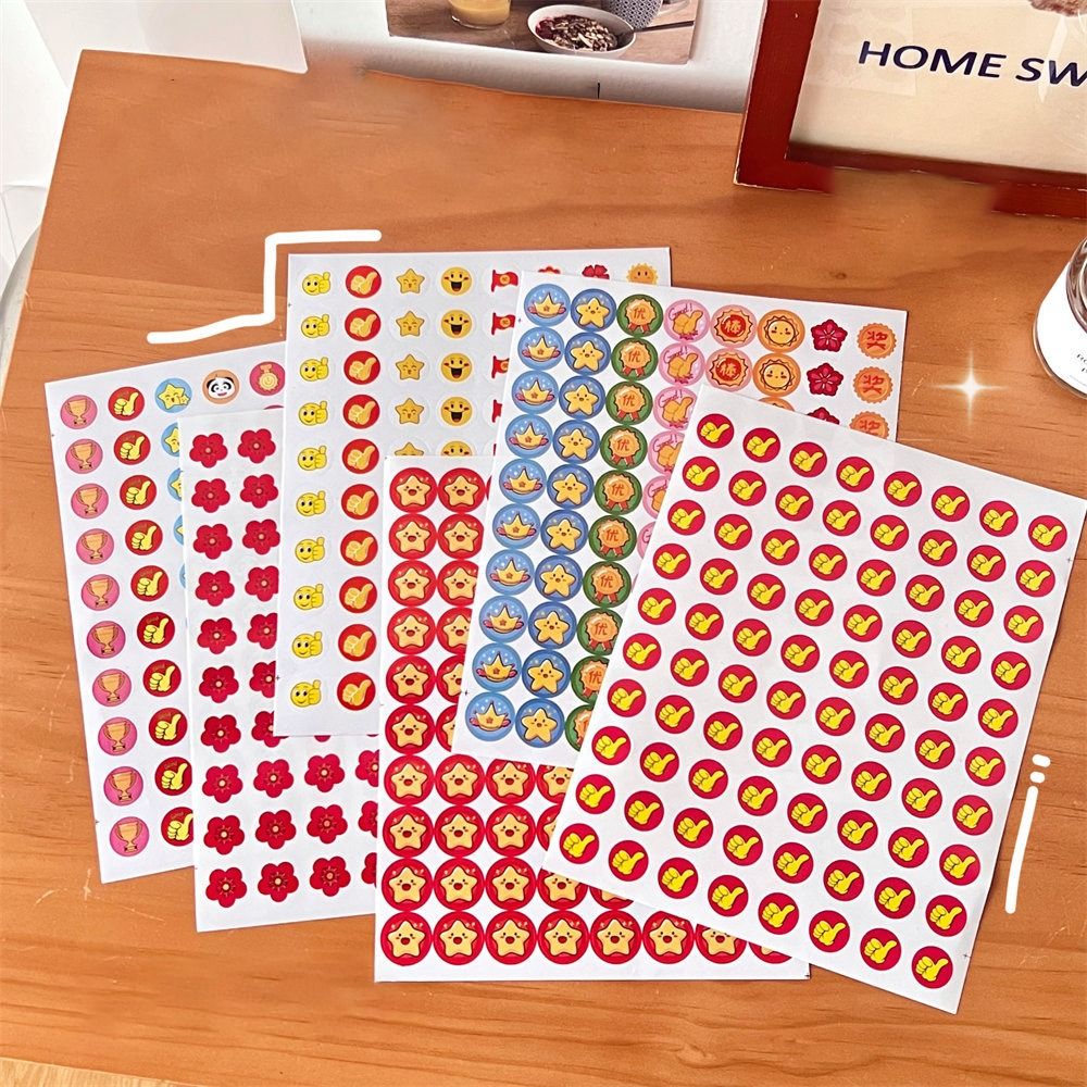 Beloning Stickers Voor Kinderen Ster Kleine Rode Bloem Lof Stickers Cartoon School Leraar Aanmoediging Motiverende Sticker