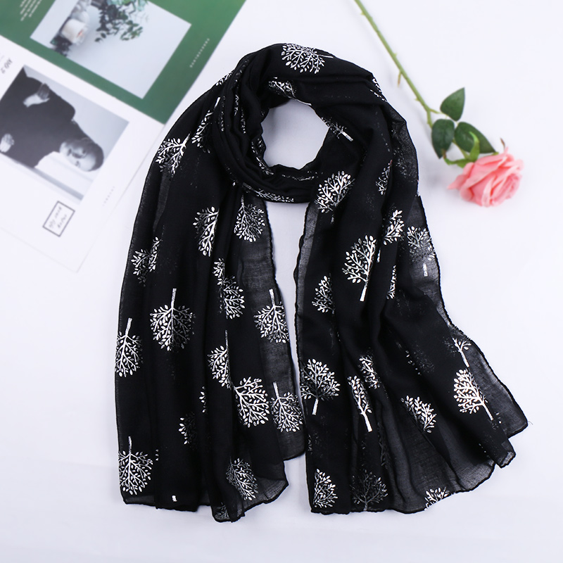 Vrouw Moslim Katoen Hijab Glitter Sjaal Zilver Boom Tulbanden Voor Vrouwen Shimmer Shawl Wrap Plain Hoofd Wraps Islamitische Sjaals Stola: Dark gember