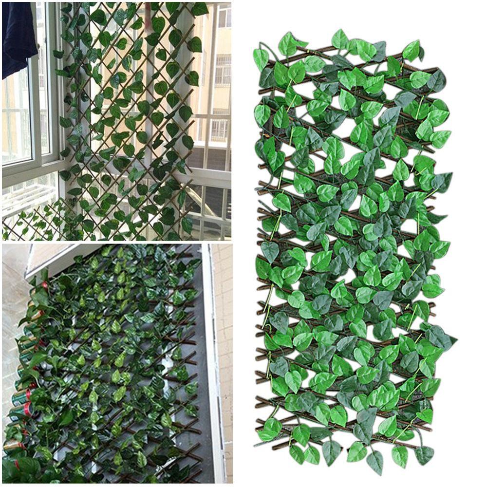 Retractable Artificial Garden Fence Privacy Garden Fence Wood Vines Climbing Frame Plant Courtyard Home Decoration Greenery Wall