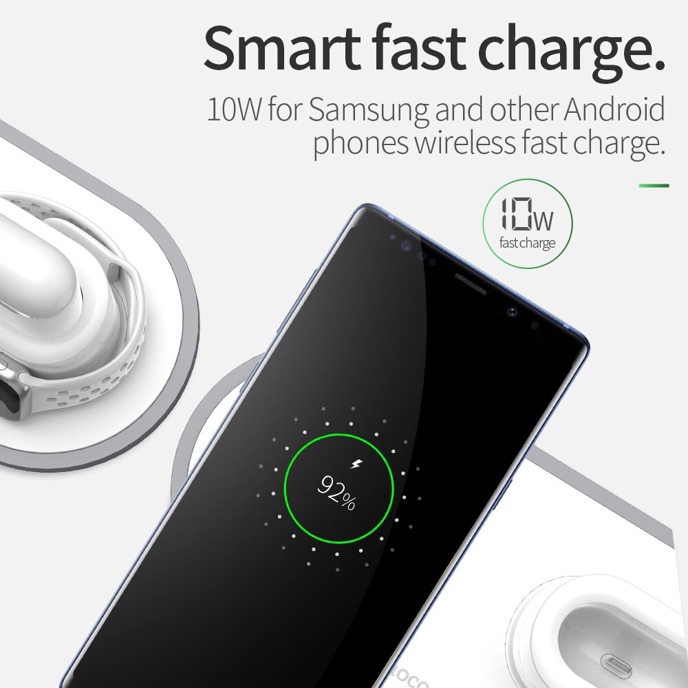 HOCO 3in1 Qi Wireless Charger Pad for i Phone 11 pro X XS Max XR for A pple Watch 4 3 2 Airpods 10W Fast Charge For Sam sung S10