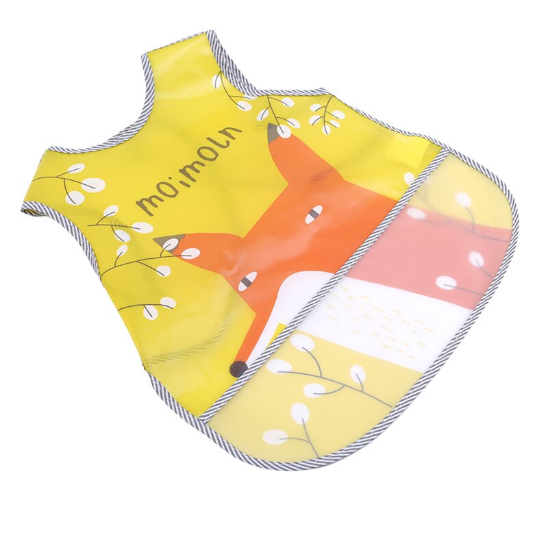 Baby slabbers eva waterdichte voedingsslabbetjes cartoon dierenprint voedingsdoek mouwloos kinder baby schort babador bandana: Een gele vos