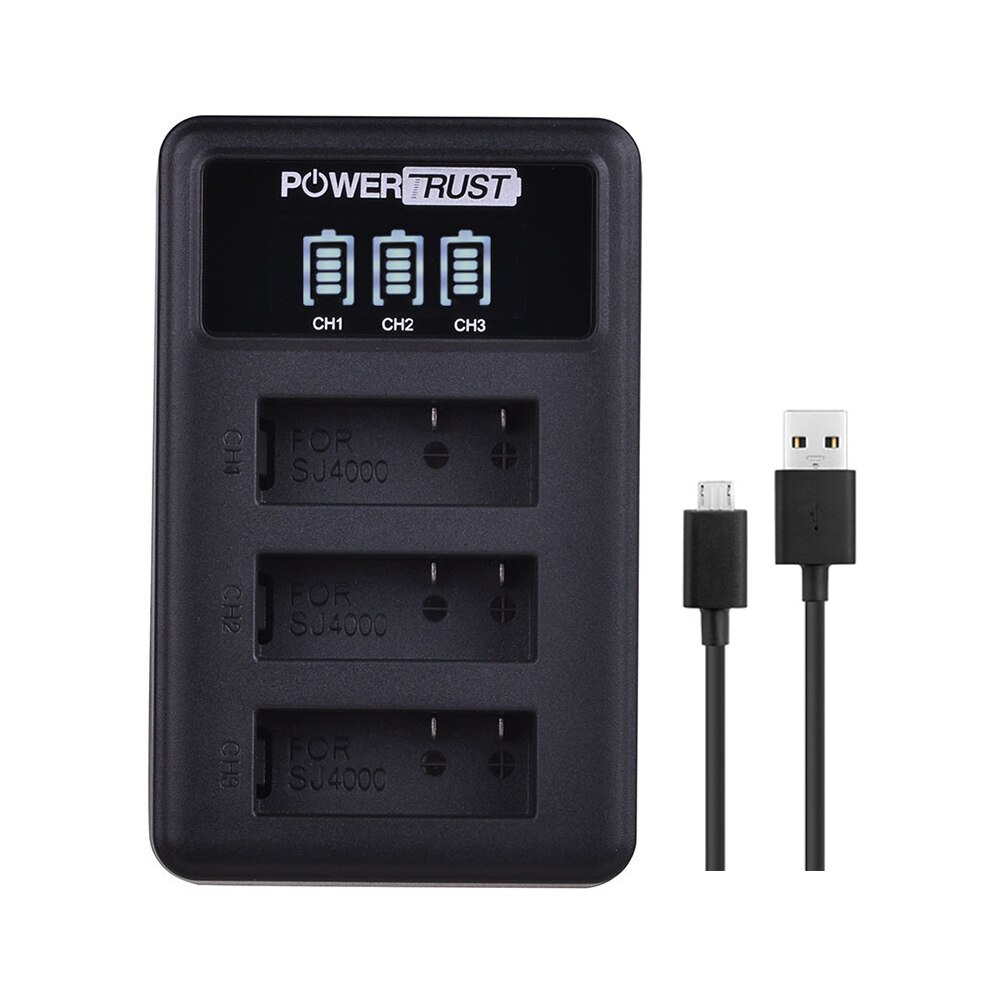 Powertrust 4x PG1050 Batterij 1180Mah Oplaadbare Batterij Voor Sjcam SJ4000 Sj4000 SJ5000X Voor Eken H9 H9R H8R H8 Action camera: LED Charger