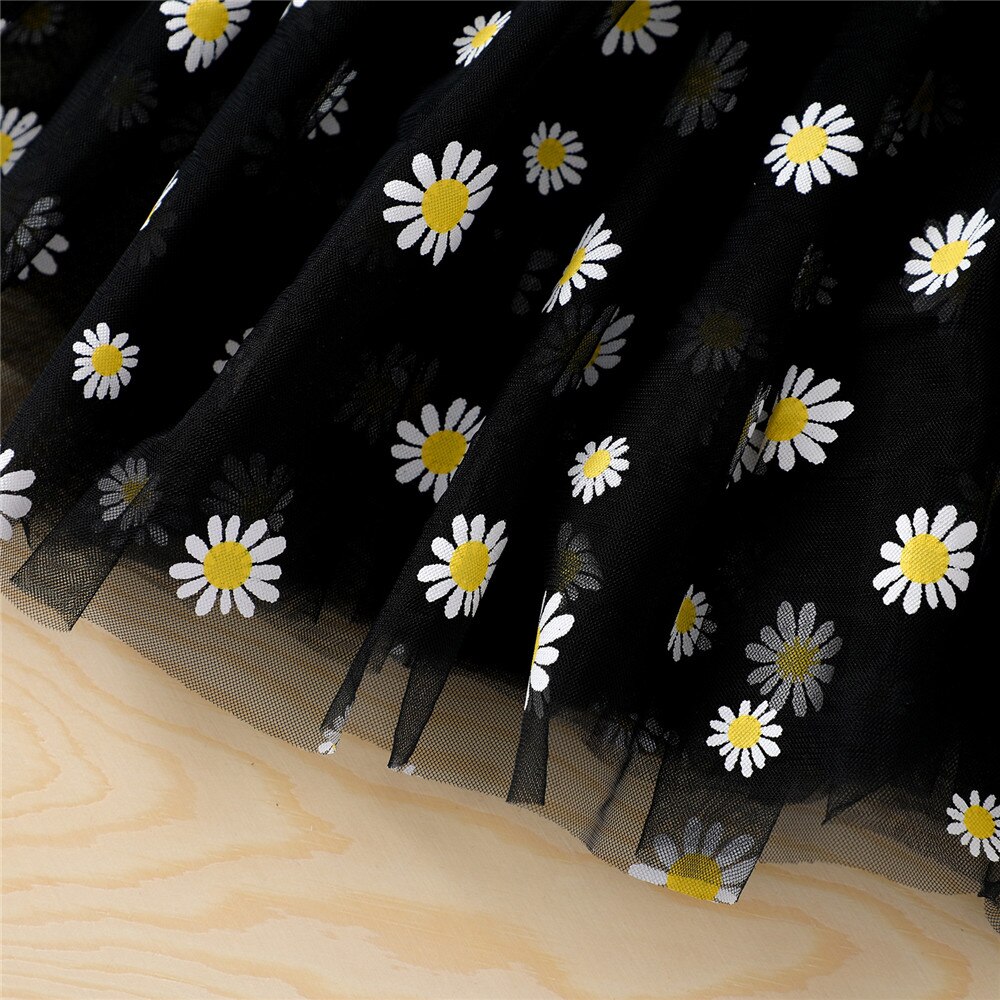 1-6T Baby Meisje Leuke 3-Layer Tutu Rok Romantische Zoete Peuter Daisy Print Elastische Taille Midi tule Prinses Rok Paars Roze