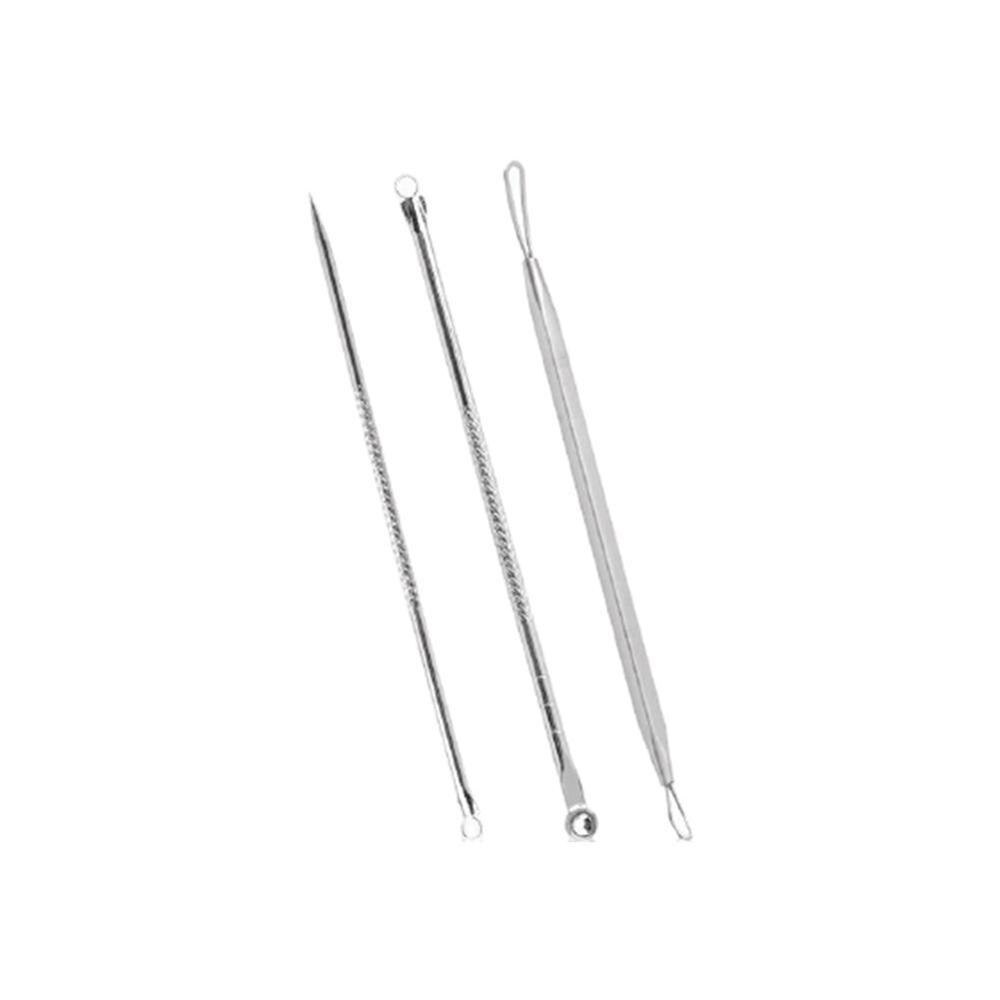 3 uds Blackhead granos, acné Remover herramienta cuchara para limpieza cuidado de la piel acné pinzas mancha Extractor de aguja: Default Title