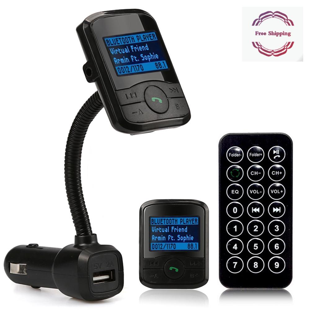 LCD Car Kit MP3 Bluetooth Player FM Transmitter Modulator SD MMC USB Remote USB charging port TF card USBdisk Radio Calling