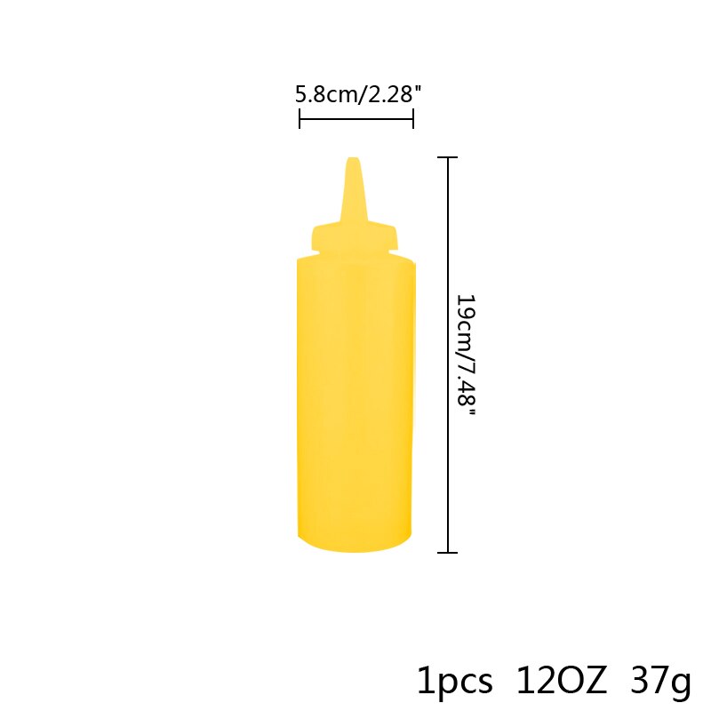Botella de plástico de alimentaria para cocina, botella exprimible de 8OZ/12OZ/24OZ, para salsa de aceite de oliva, Ketchup, Mustard, Mayo, utensilios para barbacoa: 1pcs 12oz yellow