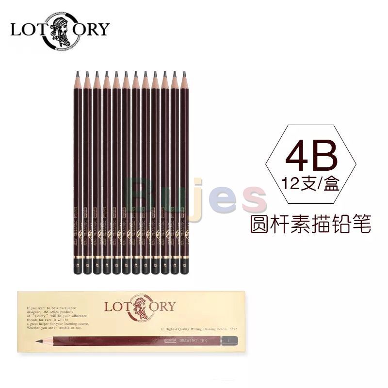 LOTORY-lápiz de dibujo grueso para principiantes, suministros de arte para bocetos, 2B, 4B, 6B, 8B, 14B: Castaño