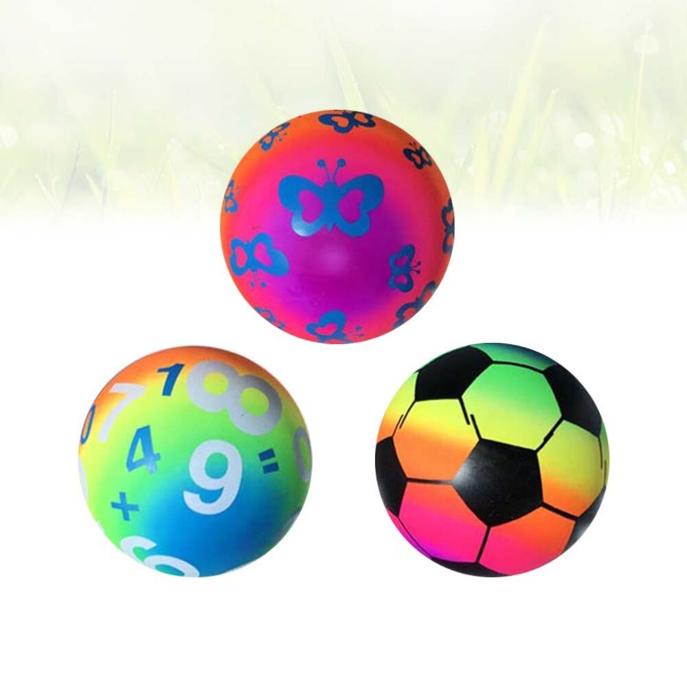 3pcs Rainbow Balls Inflation Playing Sports Funny Thickened Kickballs Handballs for Indoor Playground