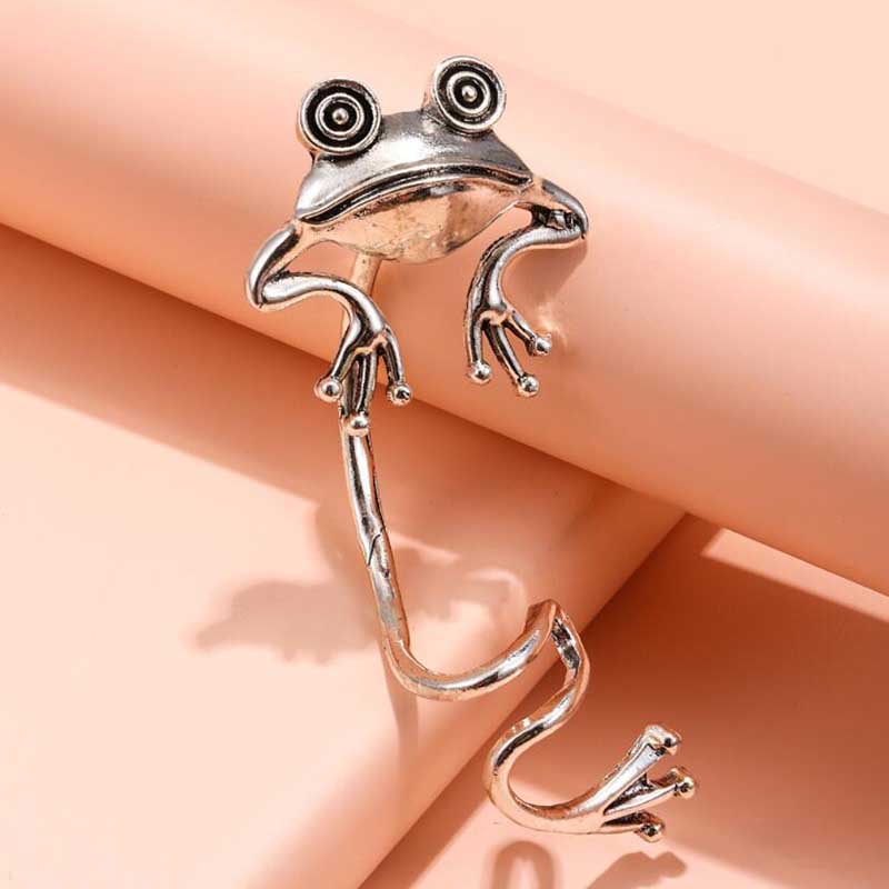 Jahrgang Frosch Ohrringe Silber Farbe Frosch Ohr Knochen Clip Ebene Ohr Clip Ohr Haken Persönliche Kreative Schmuck Neue heißer