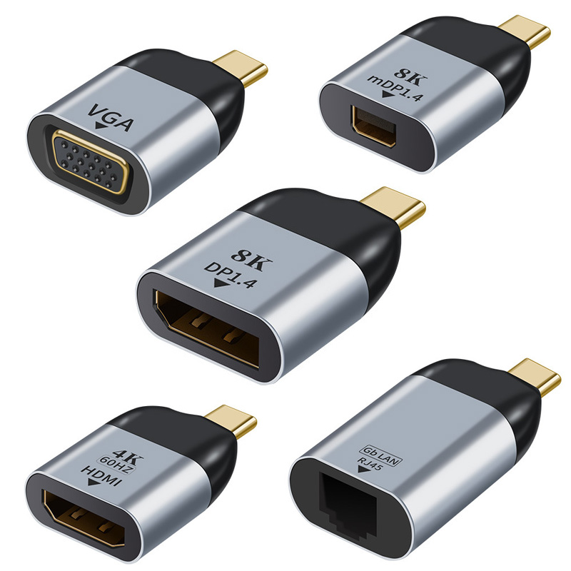 Usb 8k typ-c zu hdmi/vga/dp/rj45/Mini dp hd Video konverter 4k vga Adapter rj45 lan ethernet 4k 60hz usbc typec Hub