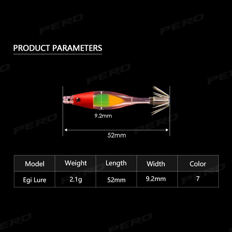 Pero 52mm 2.1g mini kalmari uistin jigi merikalastukseen mustekala seepia kalmari keinosyötti puu katkarapu viehe jigging viehe jigit