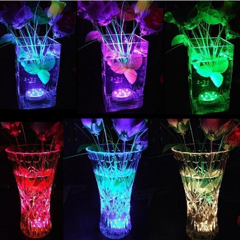10 Led Remote Controlled RGB Submersible Light Battery Operated Underwater Night Lamp Vase Bowl Outdoor Garden Party Decoration