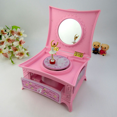 European Style LED Light Ballerina Musical Box Clockwork Automatic Rotation Christmas for Beautiful Girls