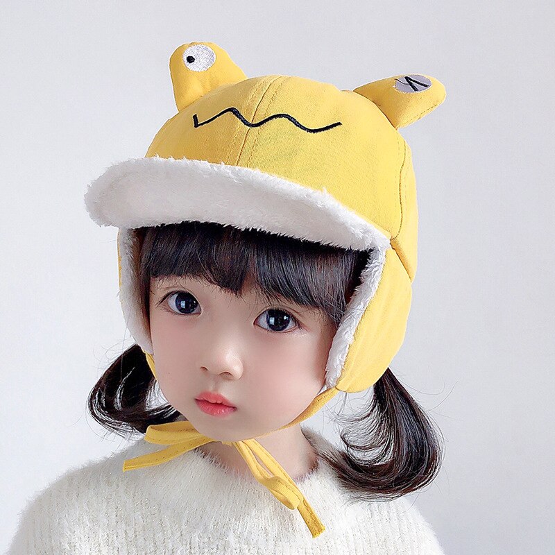 Gorro de piloto de rana para niño, gorros con orejeras, gorros para niño, gorros para niño, gorros cálidos con orejeras, protección para las orejas, gorro Lei Feng, accesorios para niño