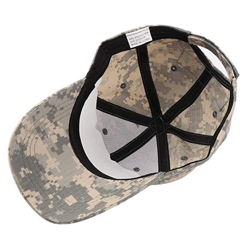Justerbar velcro ensfarvet multifunktionel solhat udendørs mænd camouflage baseball cap